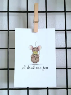 Anillustration Ansichtkaart Muis ik denk aan jou