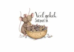 Anillustration Ansichtkaart Geboorte twee- of meerling in notendop