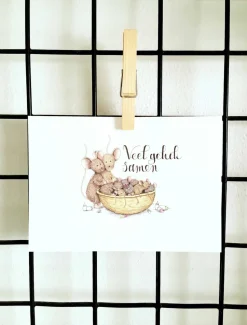 Anillustration Ansichtkaart Geboorte twee- of meerling in notendop