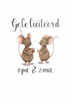 Anillustration Ansichtkaart Gefeliciteerd opa&oma