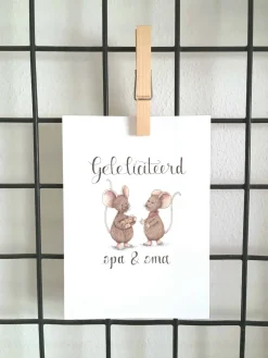 Anillustration Ansichtkaart Gefeliciteerd opa&oma