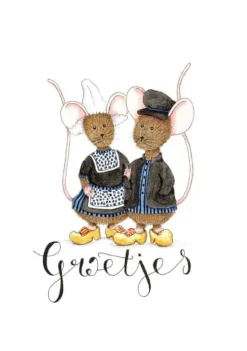 Anillustration Ansichtkaart Muisjes in klederdracht