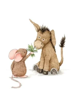 Anillustration Ansichtkaart Ezel & muis lelietje van dalen