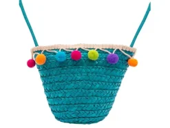 BB Klostermann Schoudertas Kleurrijke Pompons Turkoois