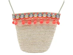 BB Klostermann Schoudertas met Oranje Pompons Wit