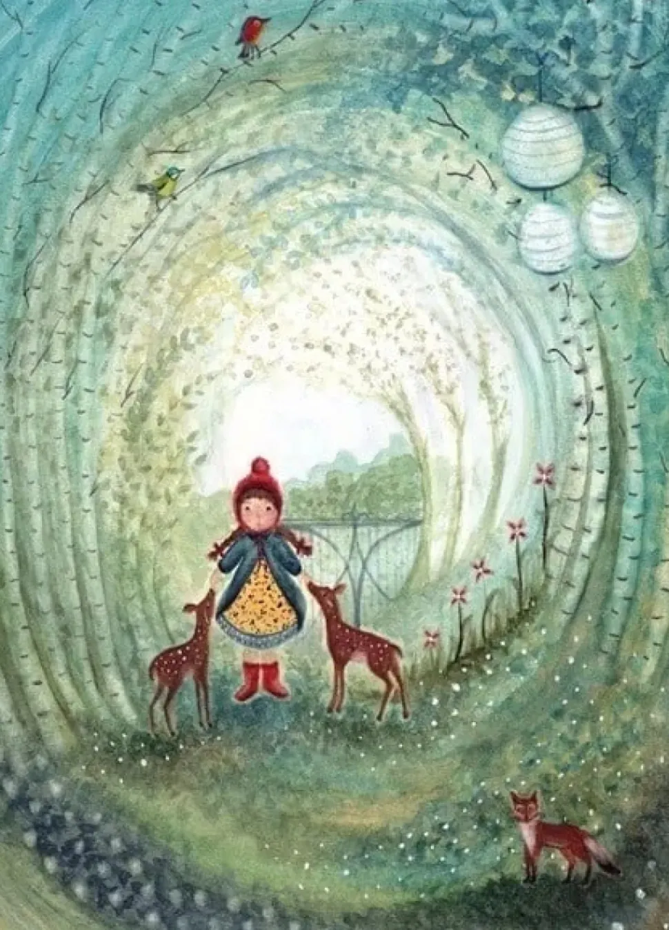 Bijdehansje Postkaart Girl with Deer