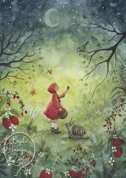 Bijdehansje Postkaart strawberry dream