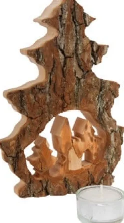 Boomschors Waxinelichtje Deco Kerst Hout