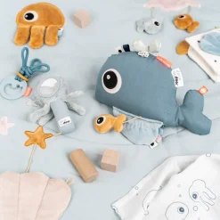 Done by Deer Rammelaar en Activiteitenknuffel Spiegel Jelly Blue