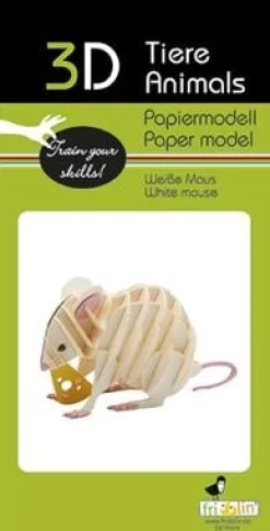 Fridolin 3D Papiermodel Witte Muis