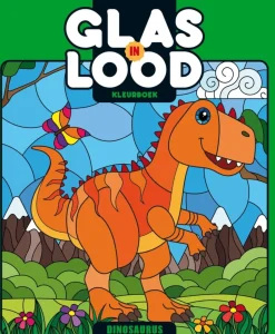 Glas in lood kleurboek Dinosaurus