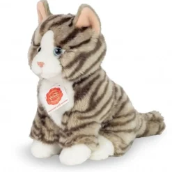 Hermann Teddy Knuffel Kat Grijs Getijgerd Zittend
