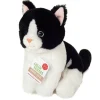 Hermann Teddy Knuffel Kat Zittend Zwart-Wit 20 cm
