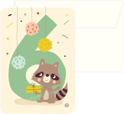 Kaart met envelop 6 Raccoon