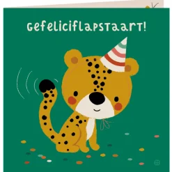 Kaart met envelop Gefeliciflapstaart cheeta