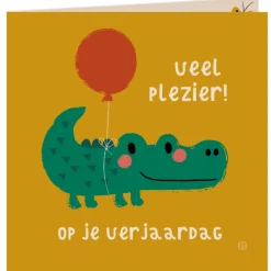 Kaart met envelop Veel plezier krokodil