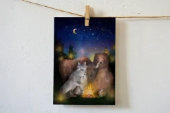 Lotte Drouen Ansichtkaart Kampvuur met Wilde Dieren