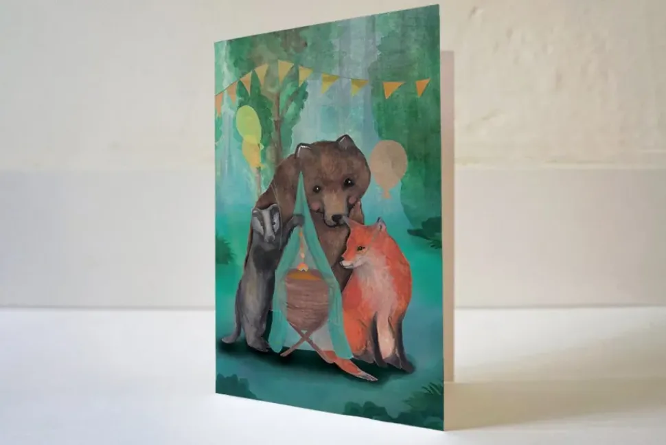 Lotte Drouen Wenskaart Dieren bij de Wieg