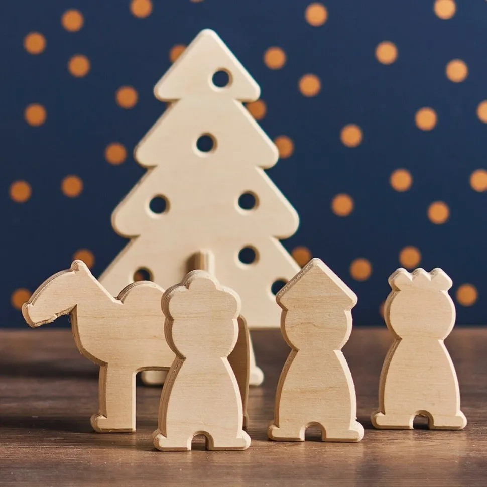 lovelties Kerststal met 12 Figuurtjes Hout