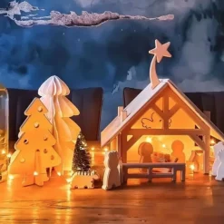 lovelties Kerststal met 12 Figuurtjes Hout