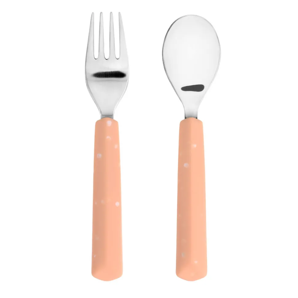 Lässig Kinderbestek Set Vork en Lepel Abrikoos