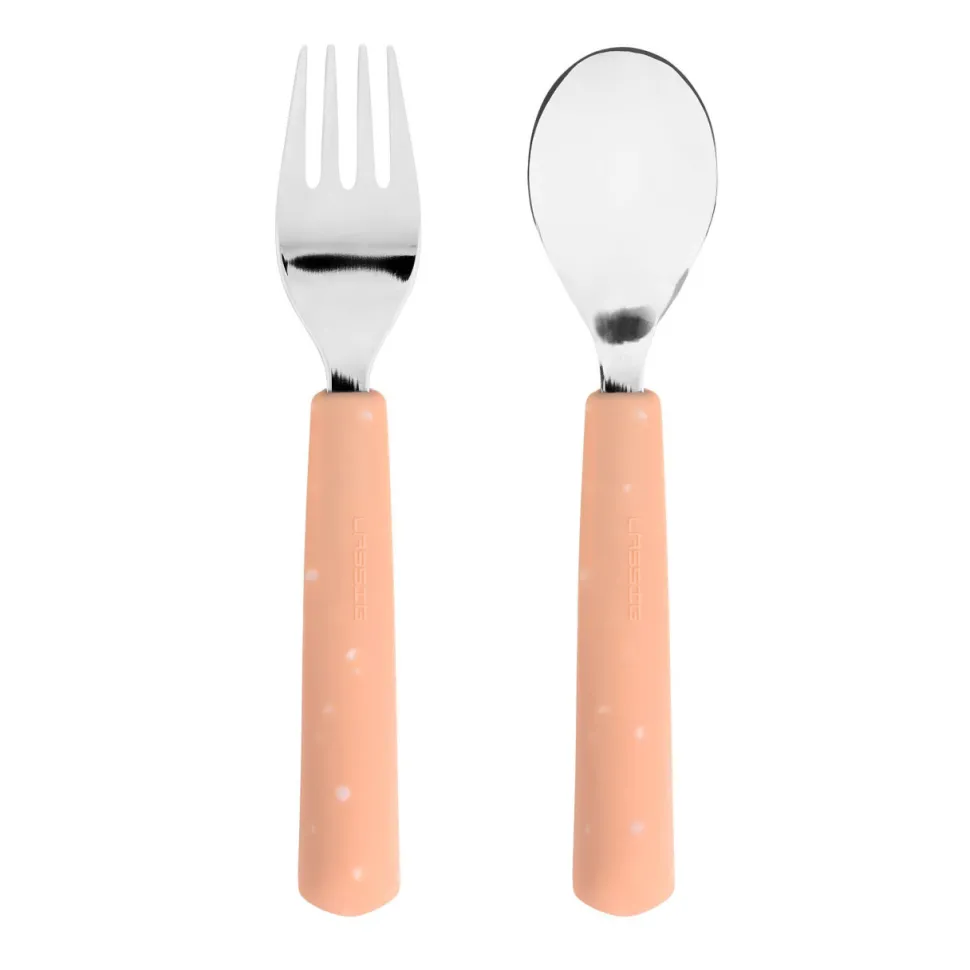 Lässig Kinderbestek Set Vork en Lepel Abrikoos