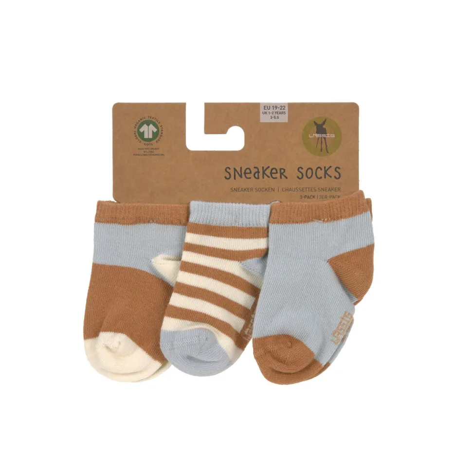 Lässig Sneaker Kindersokjes Light Blue Caramel Set 3-delig