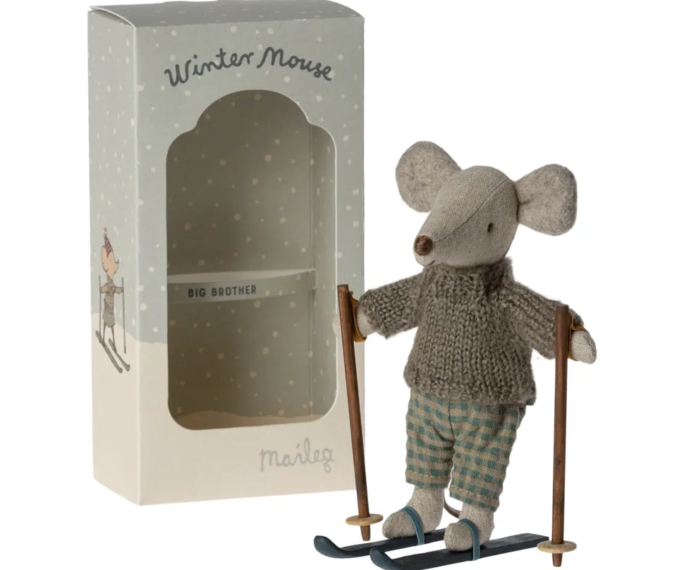 Maileg Knuffelmuis Winter met Skiset Big Brother 13cm