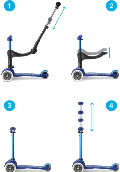 Micro Step Micro Mini Deluxe 3in1 Push Blauw LED