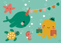 Postkaart Party in the water