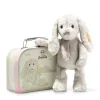 Steiff Knuffel Konijn Hoppie in Koffertje lichtgrijs 26 cm