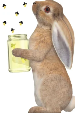 Sticky Tales Muursticker Konijn met Potje Vuurvliegjes