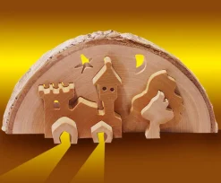 Theelichthouder 3D Slot Kerst Hout