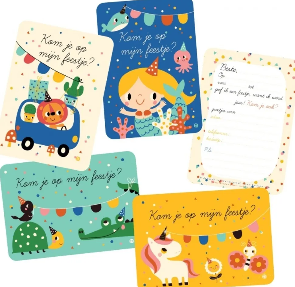 Uitnodigingskaart Kroko en Schildpad 6-delig