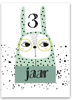 Wenskaart 3 Jaar Kat