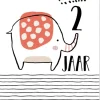 Wenskaart 2 Jaar Olifant