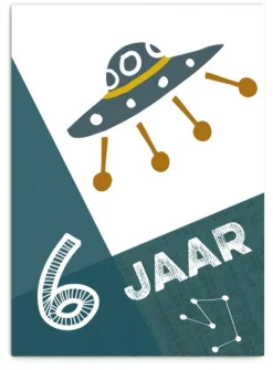 Wenskaart 6 Jaar Ruimteschip