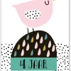 Wenskaart 4 Jaar Vogel
