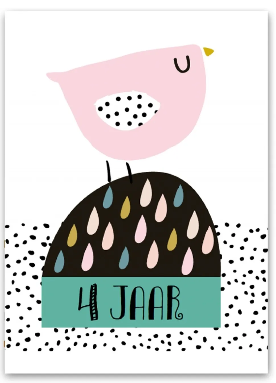 Wenskaart 4 Jaar Vogel
