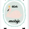 Wenskaart Een Meisje (zwaan)