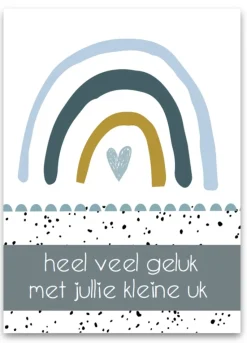 Wenskaart Heel veel geluk met jullie kleine uk (regenboog blauw)