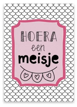 Wenskaart Hoera een Meisje
