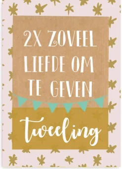 Wenskaart 2x zoveel liefde om te geven (tweeling)