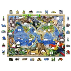 Wooden City Puzzel Hout Animal Kingdom Map 1010pcs