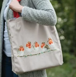 Wrendale Designs Canvas Draagtas Roodborstje Robin