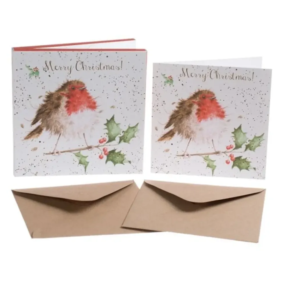 Wrendale Designs Kerstkaarten The Jolly Robin Set 8-delig