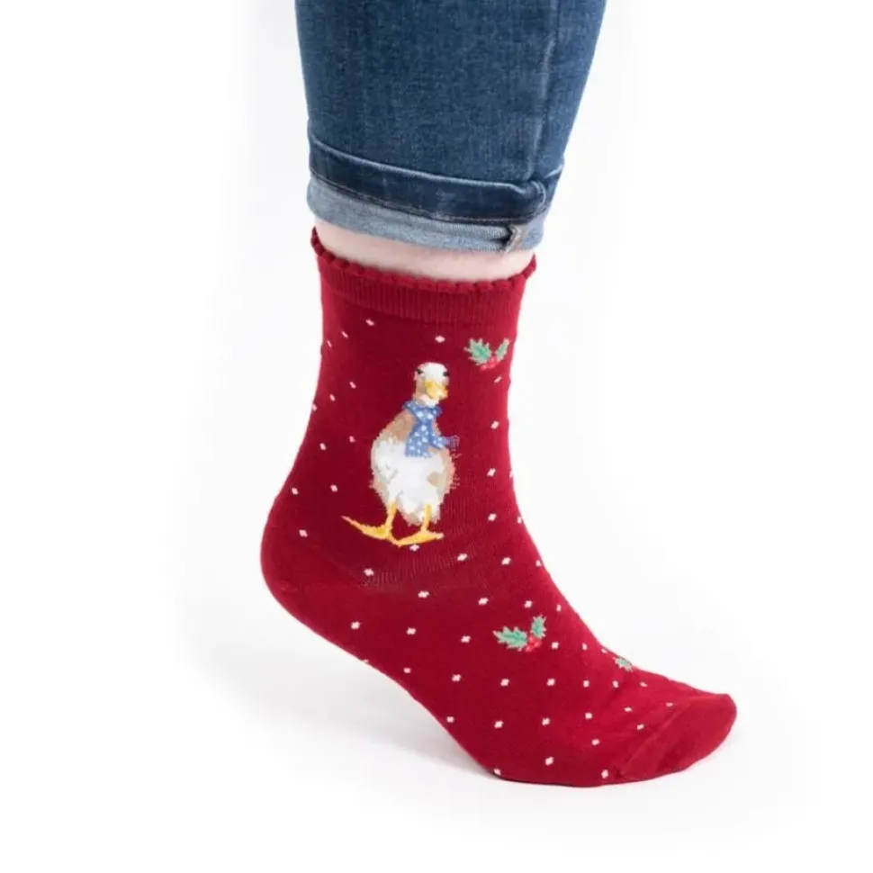Wrendale Designs Kerstsokken Eend Christmas Scarves Duck