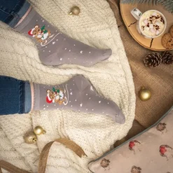 Wrendale Designs Kerstsokken Muis Christmouse Grijs