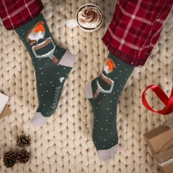 Wrendale Designs Kerstsokken Man A Little Red Robin